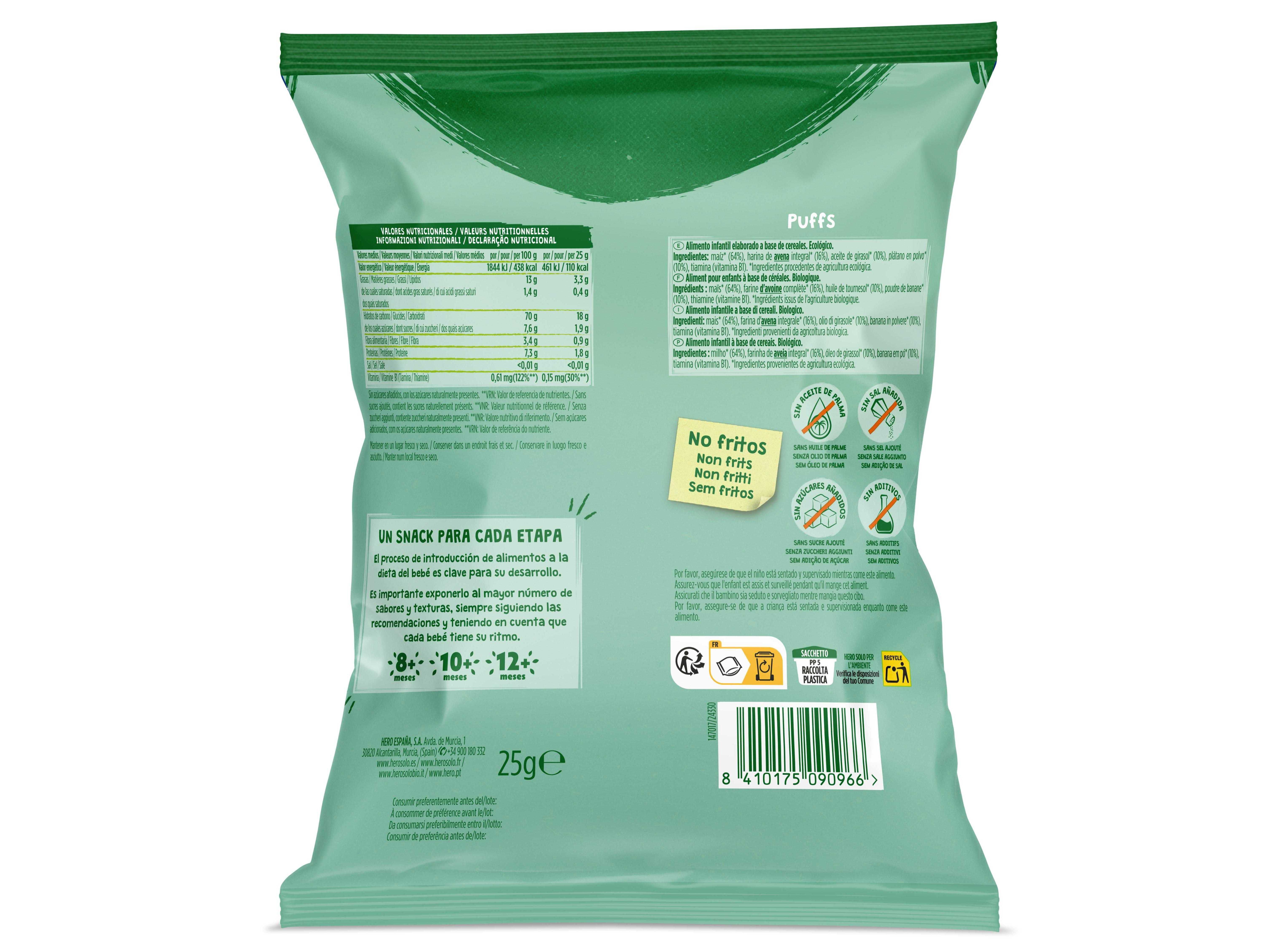 SNACK HERO SOLO BIO MILHO AVEIA E BANANA 25G image number 1