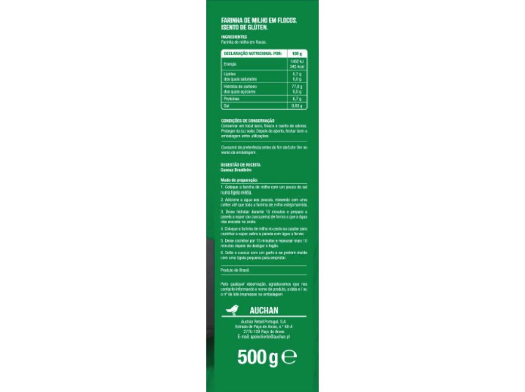FARINHA AUCHAN FLOC&Atilde;O DE MILHO 500G image number 1