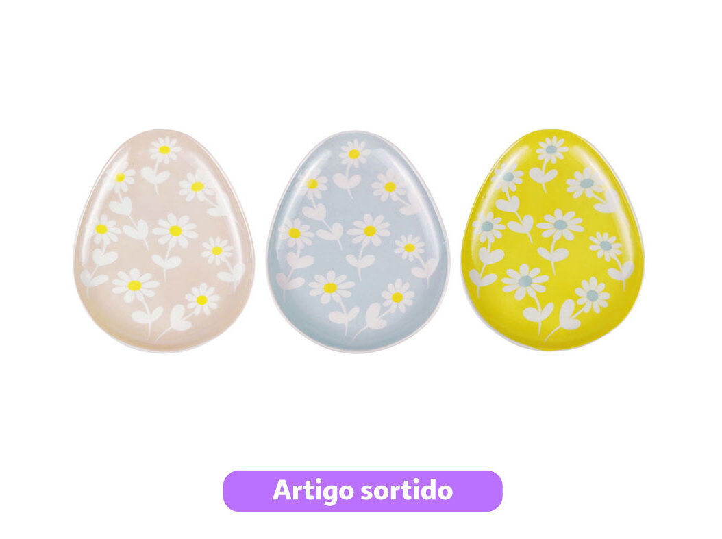 PRATO PORCELANA ACTUEL FORMA OVO 20X16X2.5CM CORES SORTIDAS