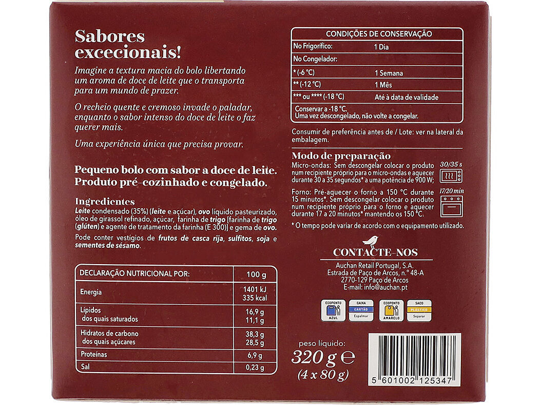 PETIT G&Acirc;TEAU AUCHAN COLLECTION DOCE DE LEITE 4UN 320G image number 1