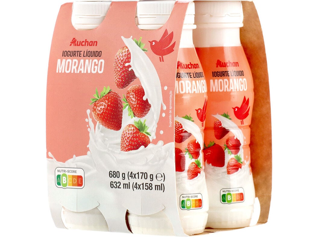 IOGURTE AUCHAN L&Iacute;QUIDO MORANGO 4X170G