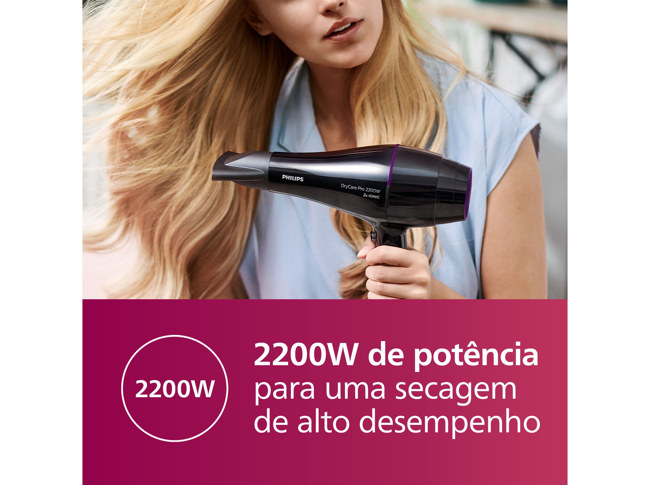 SECADOR DE CABELO PHILIPS BHD274/00 DRYCARE PROFISSIONAL 2200W image number 2