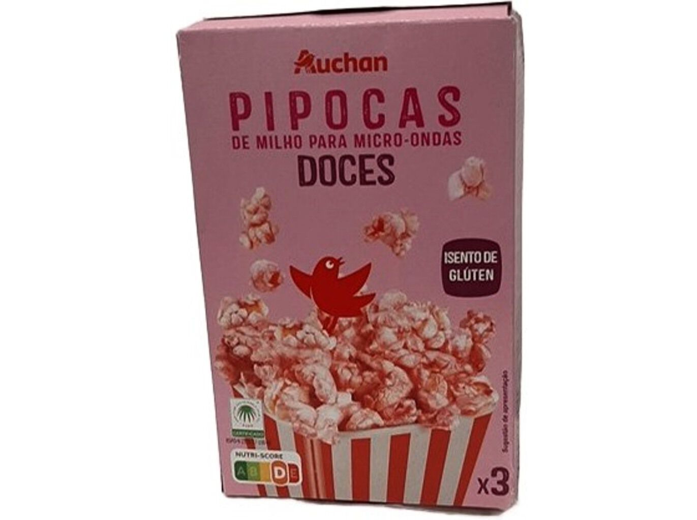PIPOCAS MICRO-ONDAS AUCHAN DOCES 300 G (3X100G)