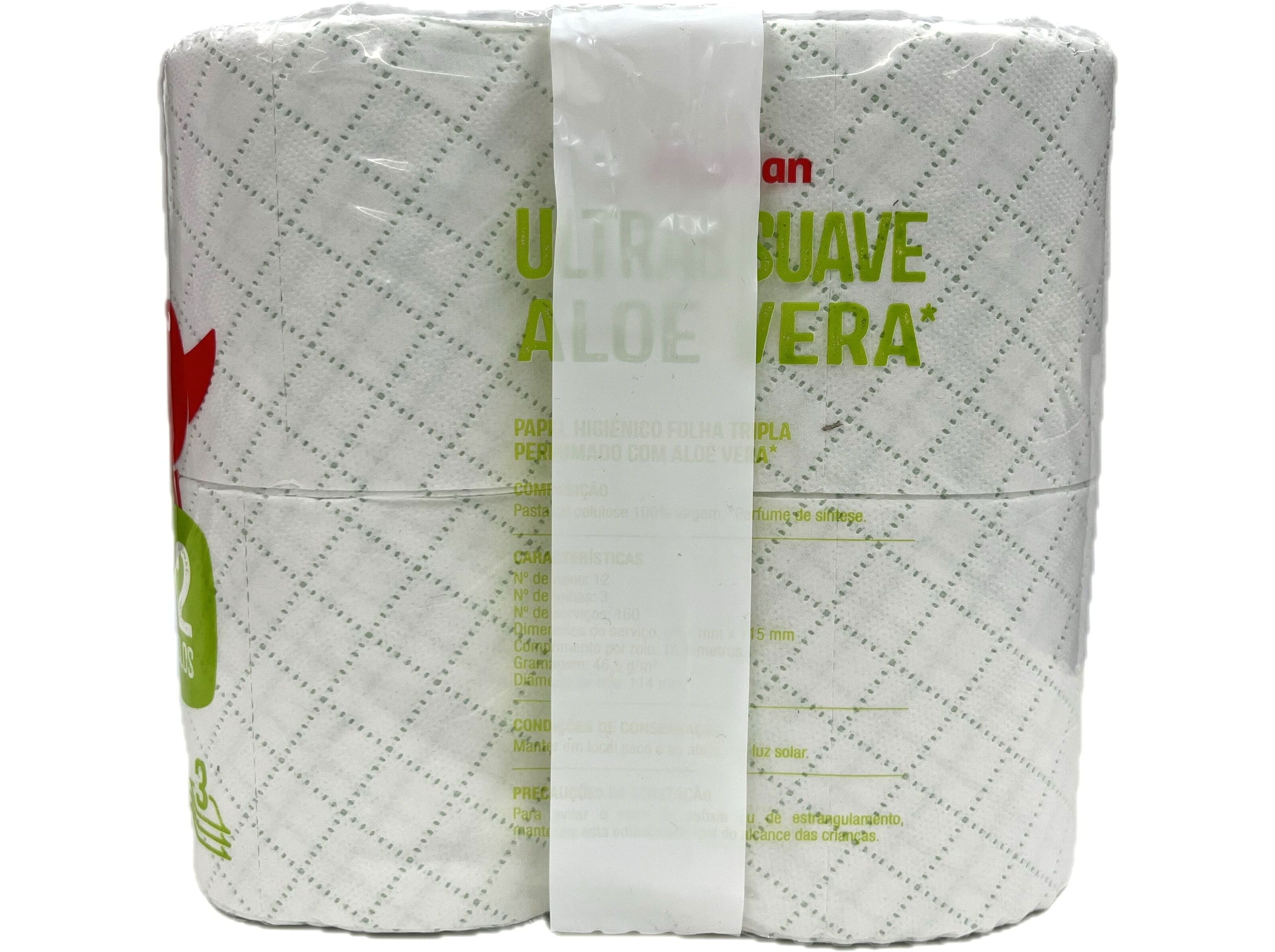 PAPEL HIGI&Eacute;NICO AUCHAN ULTRASSUAVE ALO&Eacute; VERA 3 FOLHAS 12 ROLOS image number 2