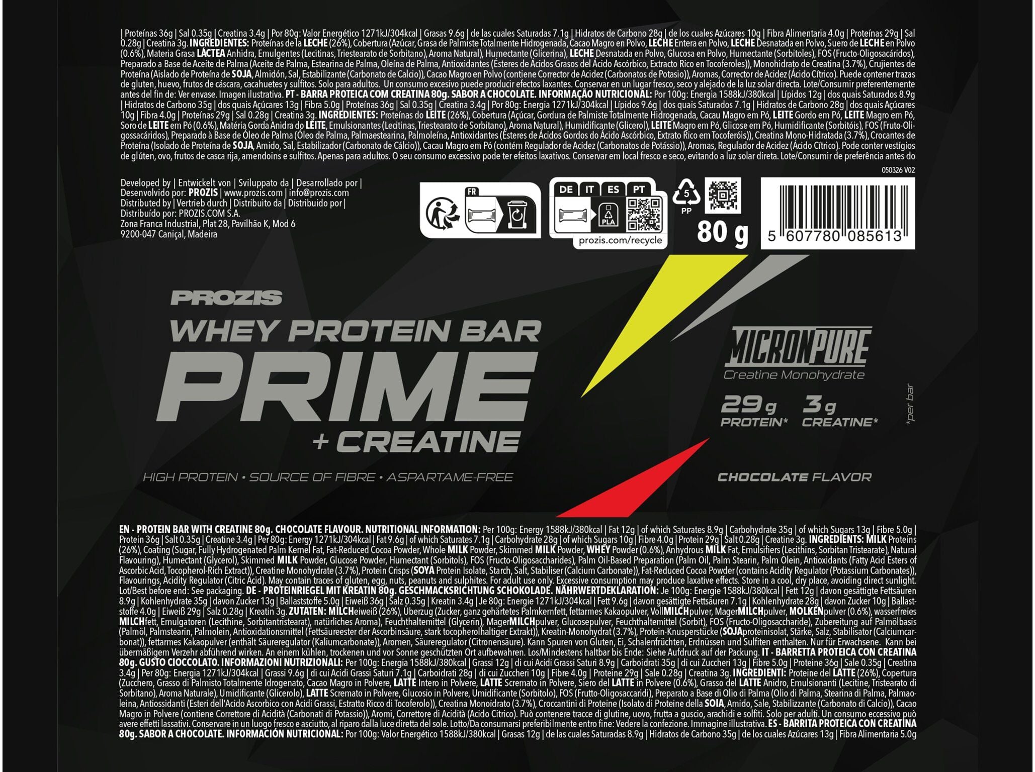 BARRA PROTEINA CREATINA PROZIS 80G image number 1