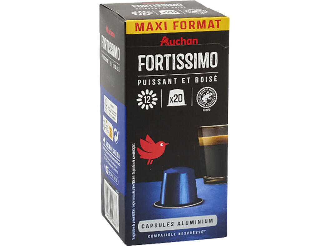 C&Aacute;PSULAS DE CAF&Eacute; AUCHAN EM ALUMINIO COMPAT&Iacute;VEIS COM M&Aacute;QUINAS DE NESPRESSO FORT&Iacute;SSIMO 20UN
