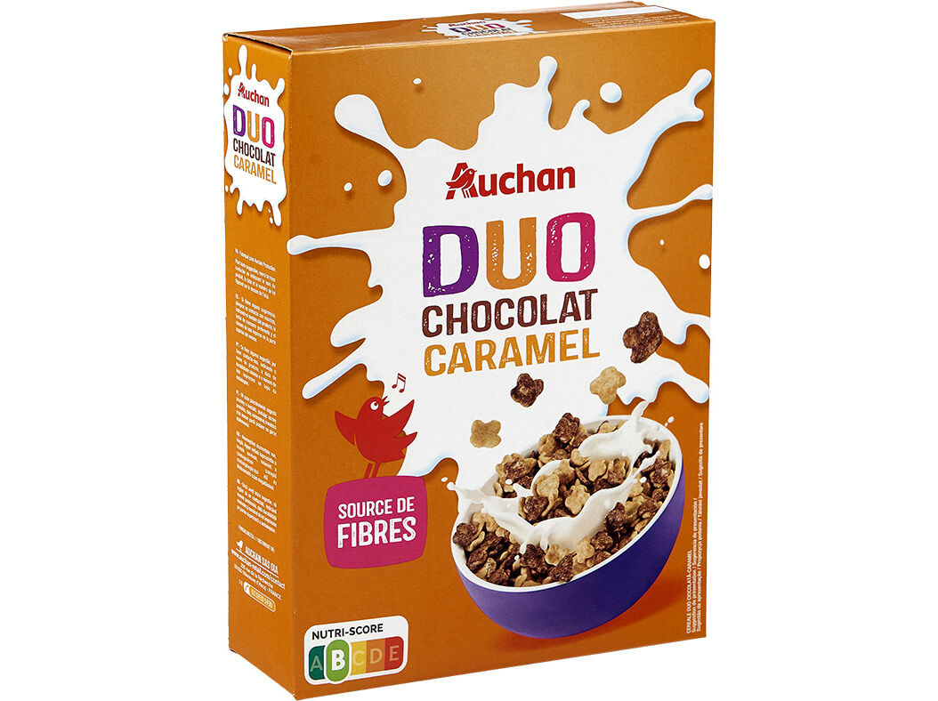 CEREAIS AUCHAN DUO CHOCOLATE E CARAMELO 375G image number 0