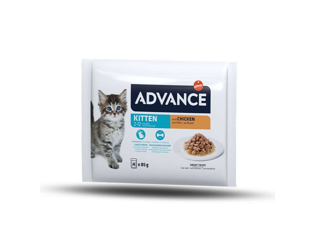 COMIDA H&Uacute;MIDA GATO ADVANCE J&Uacute;NIOR FRANGO 4X85G