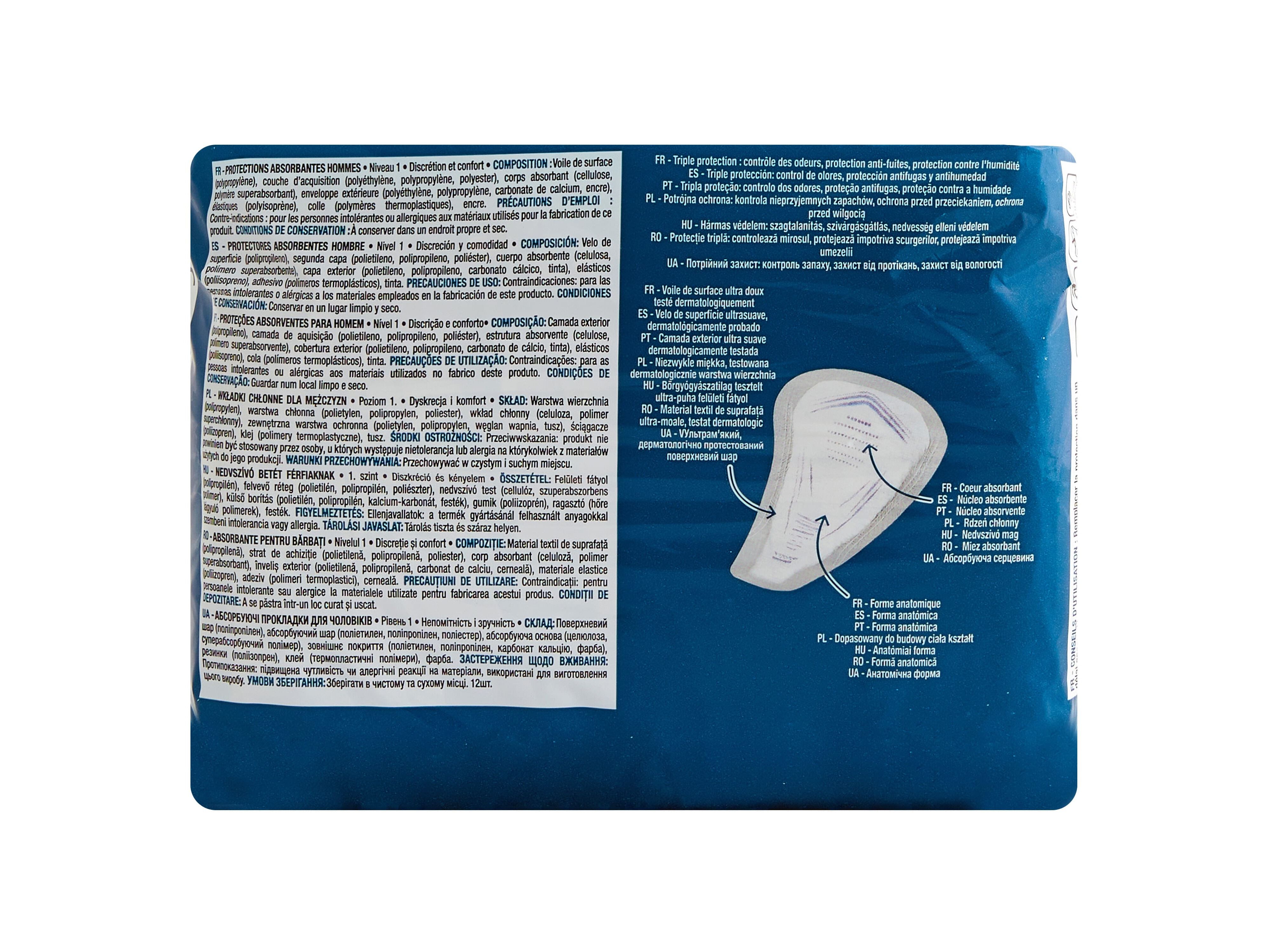 PENSOS INCONTIN&Ecirc;NCIA AUCHAN HOMEM N&Iacute;VEL 1 C/BOLSA 12UN image number 2