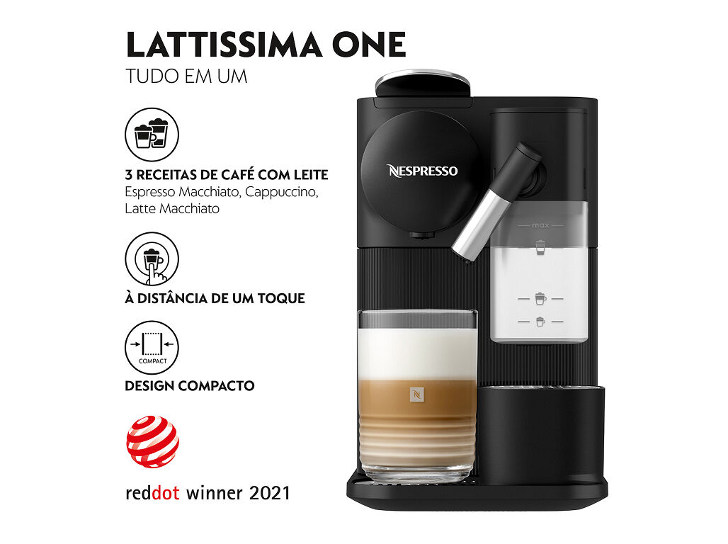 M&Aacute;QUINA DE CAF&Eacute; NESPRESSO DE'LONGHI LATTISSIMA ONE EN510.B PRETA 19 BAR image number 1