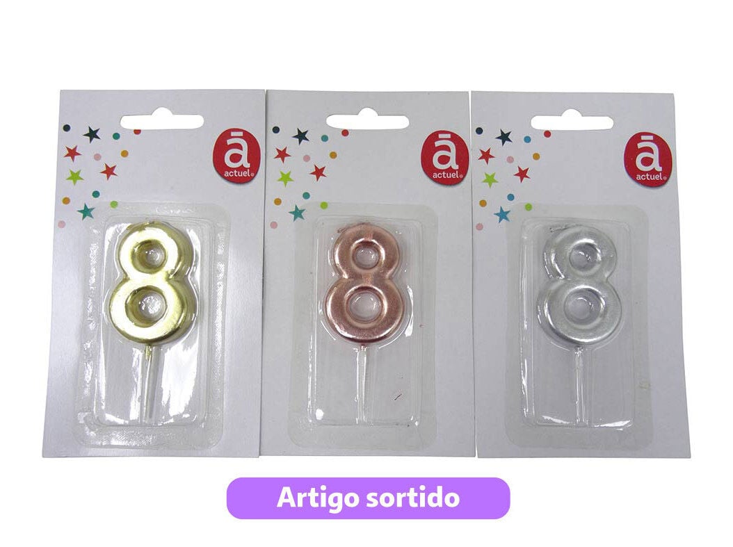 VELA ANIVERS&Aacute;RIO N&ordm;8 ACTUEL CORES SORTIDAS image number 0