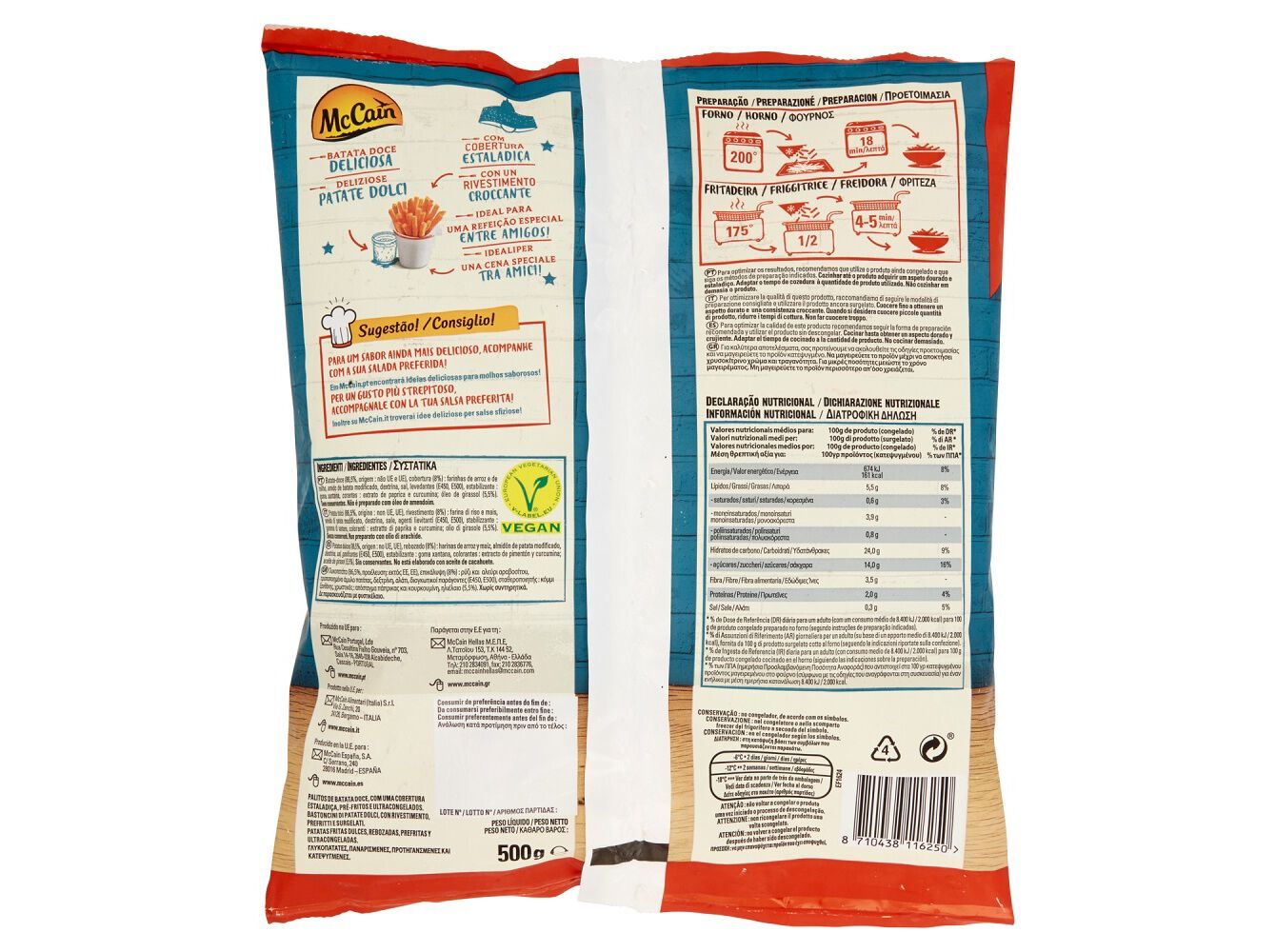 BATATA MCCAIN DOCE PALITOS FORNO 500G image number 1