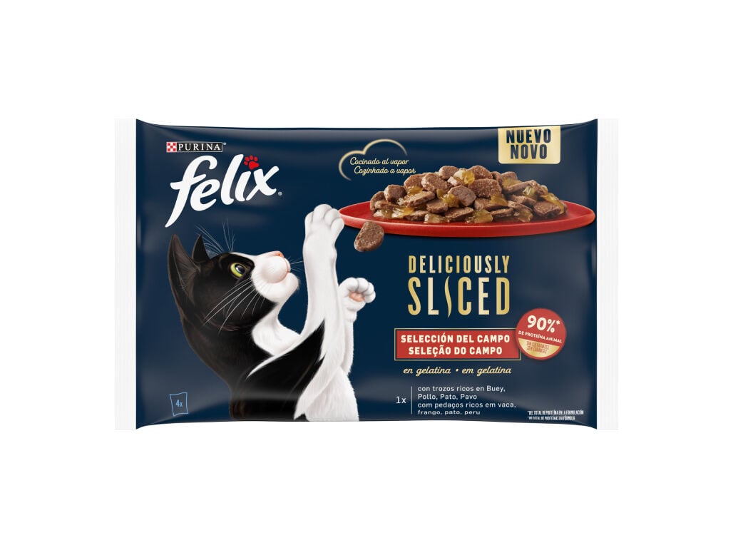 COMIDA H&Uacute;MIDA PARA GATO FELIX DELICIOUSLY SLICED CARNE 4X80G image number 1