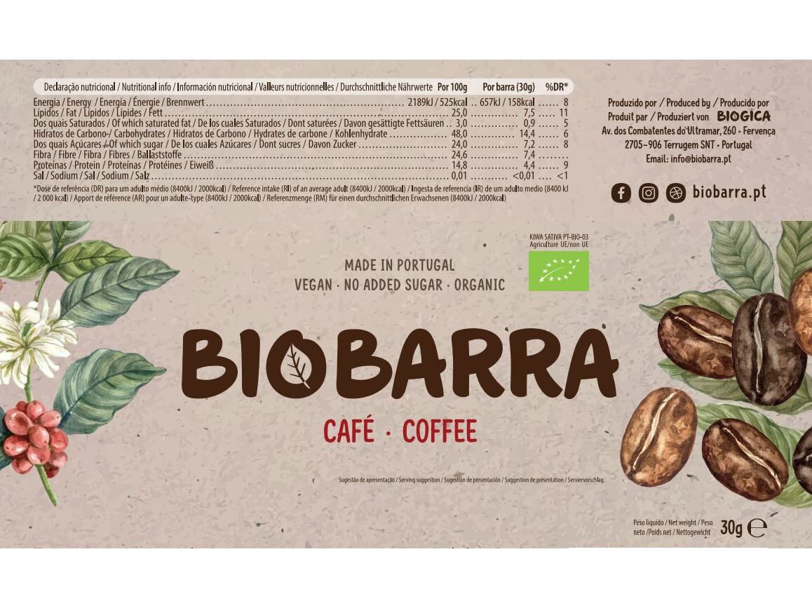 BARRA ENERG&Eacute;TICA BIOBARRA S/ GL&Uacute;TEN CAF&Eacute; BIO (L) 30G image number 1
