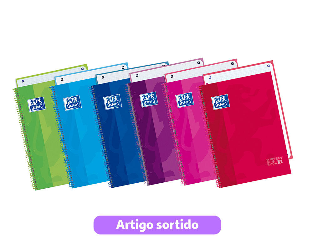 CADERNO ESPIRAL A4 QUADRICULADO CAPA DURA OXFORD 80 FOLHAS CORES SORTIDAS image number 0