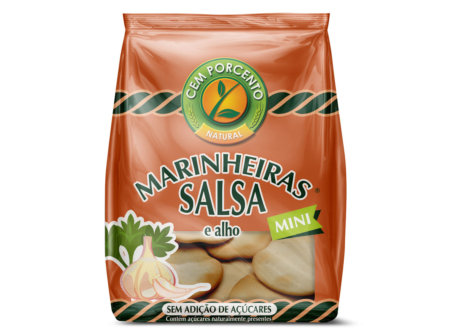 BOLACHAS CEM PORCENTO MINI MARINHEIRAS SALSA ALHO 50G