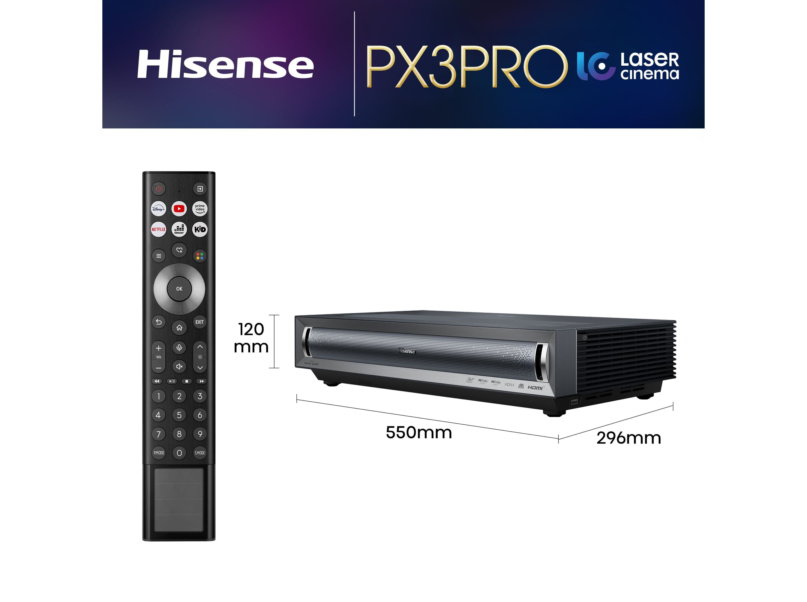 PROJETOR LASER HISENSE PX3-PRO (80" E 150" TRIPLE LASER 4K) image number 5