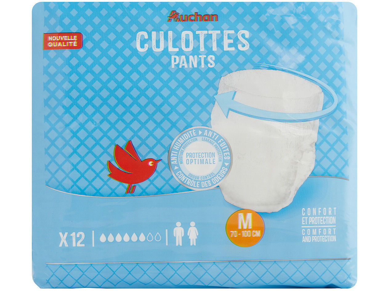 CUECAS DE INCONTIN&Ecirc;NCIA AUCHAN TAMANHO M UNISSEXO 12UN