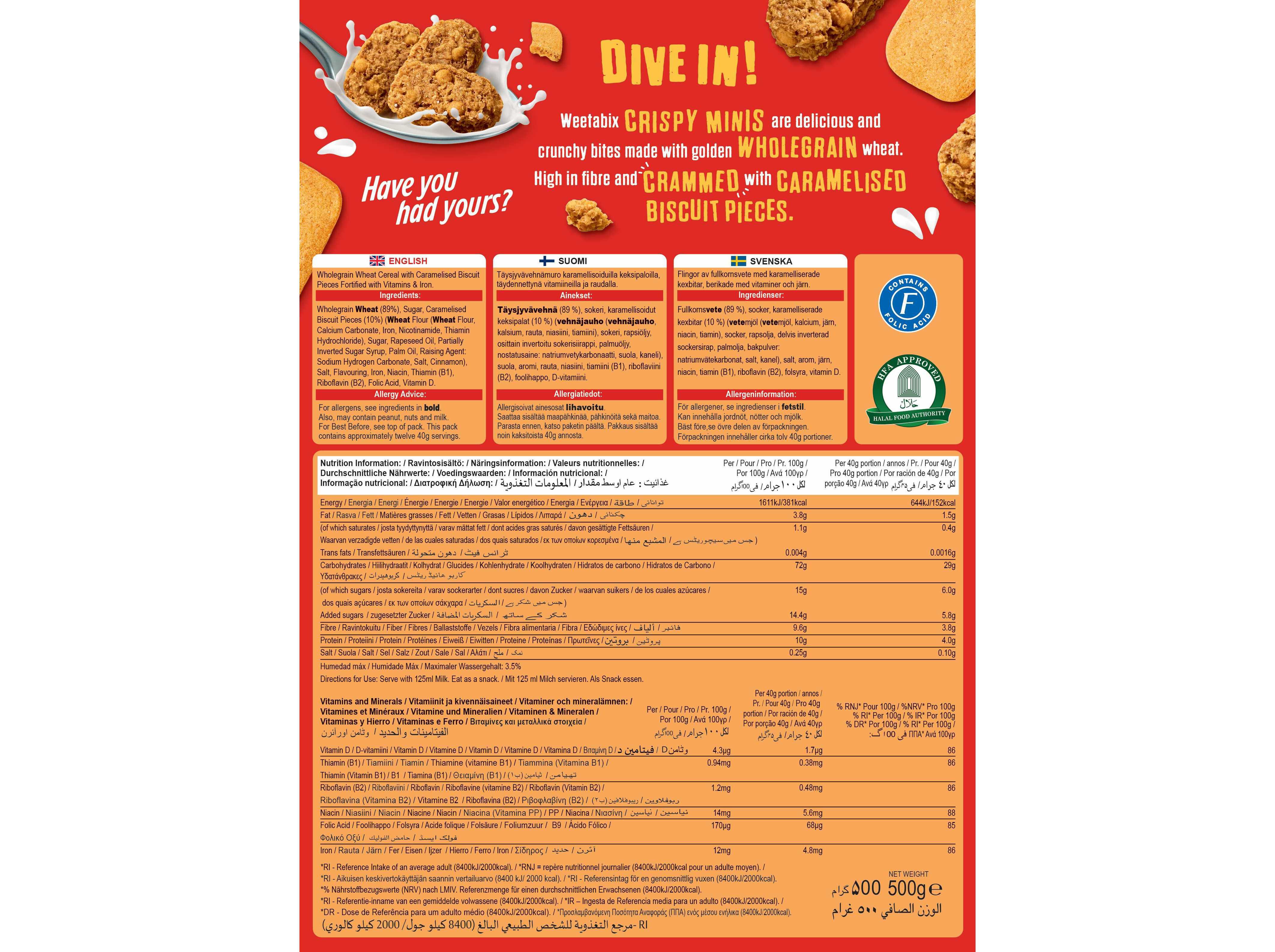 CEREAIS MINIS WEETABIX BISCOITO CARAMELIZADO 500G image number 1