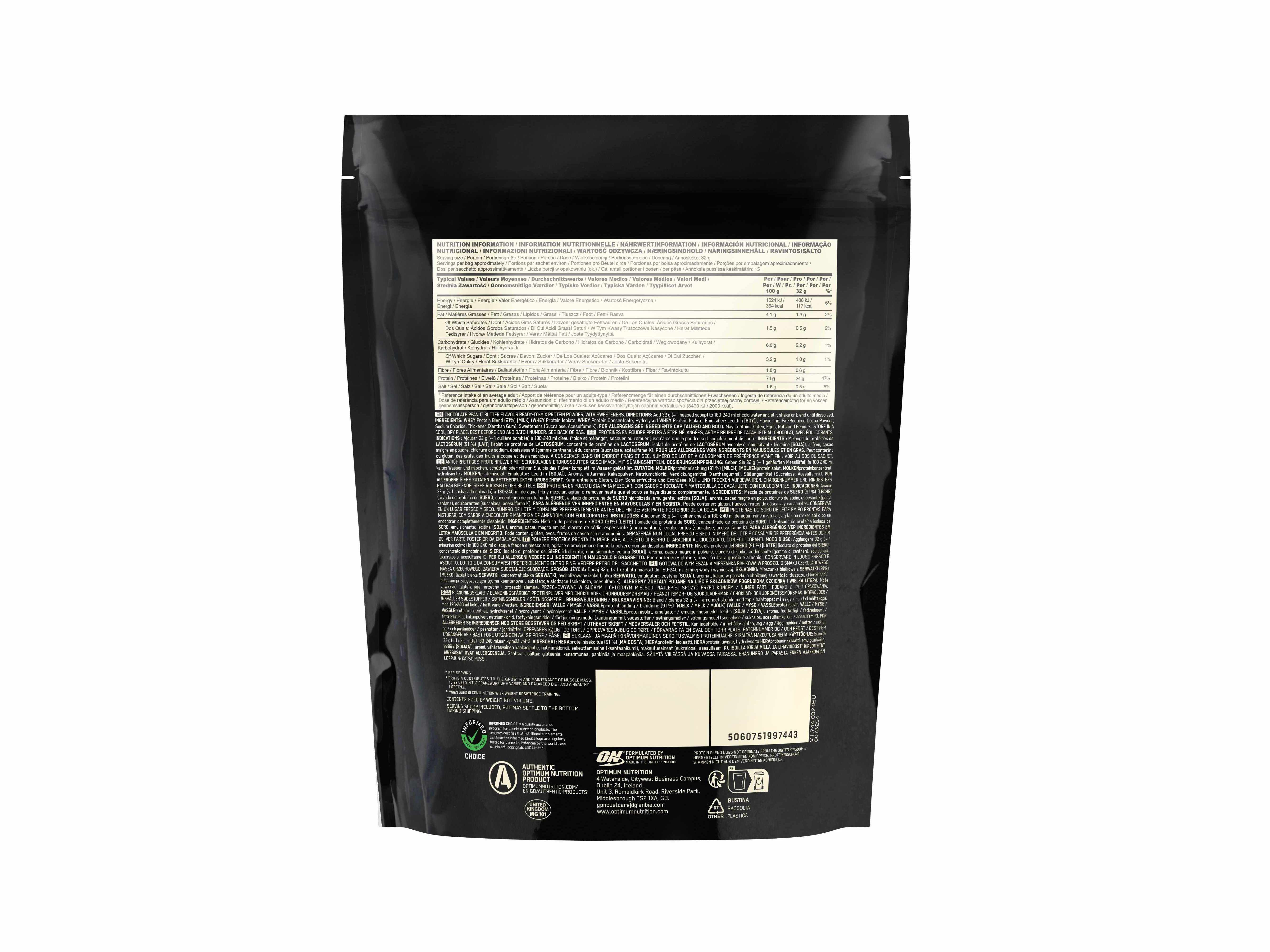 PROTEINA WHEY OPTIM NUT CHOC PEANUT 480G image number 1