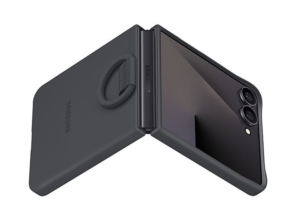 CAPA SAMSUNG SILICONE COM ANEL FLIP 7 PRETA image number 1