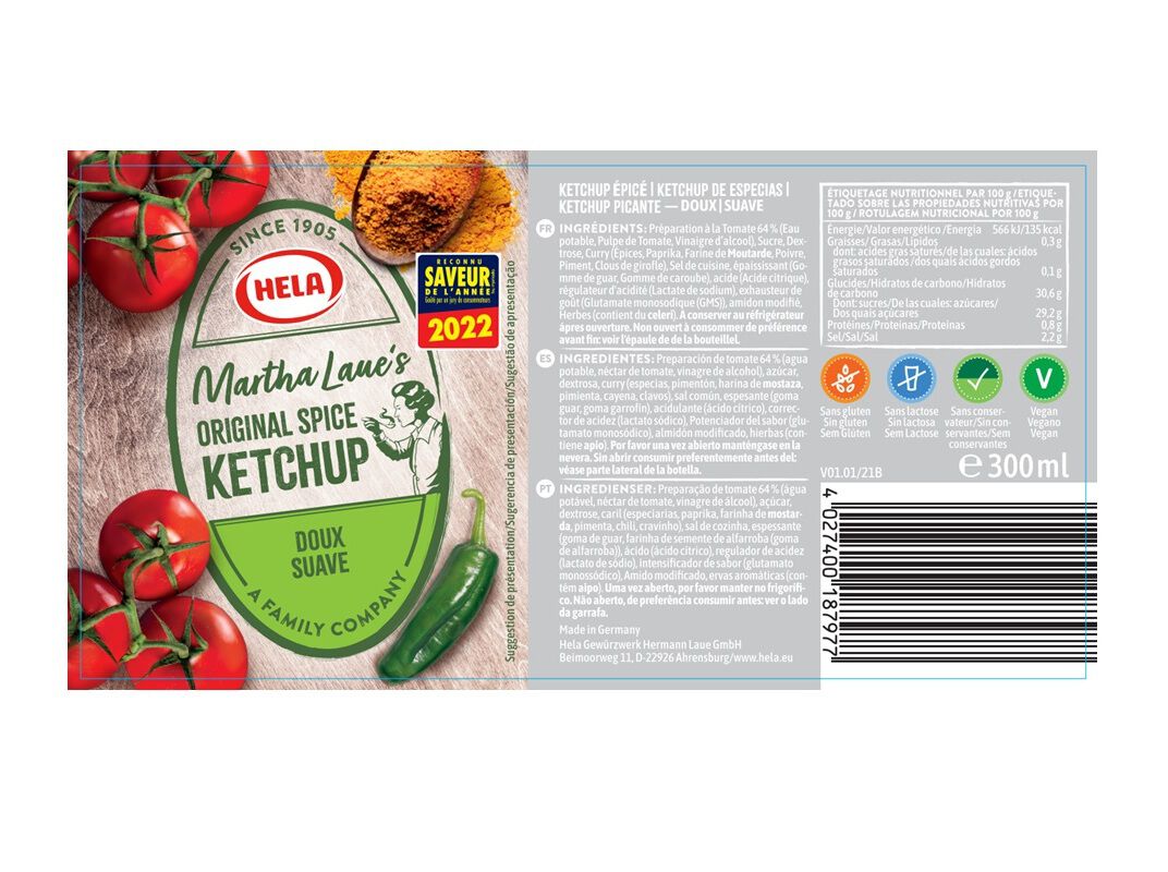 KETCHUP DE ESPECIARIAS HELA SUAVE 300ML image number 1