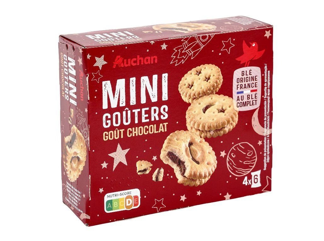 BOLACHA AUCHAN MINI CHOCOLATE 4X6UN 168G