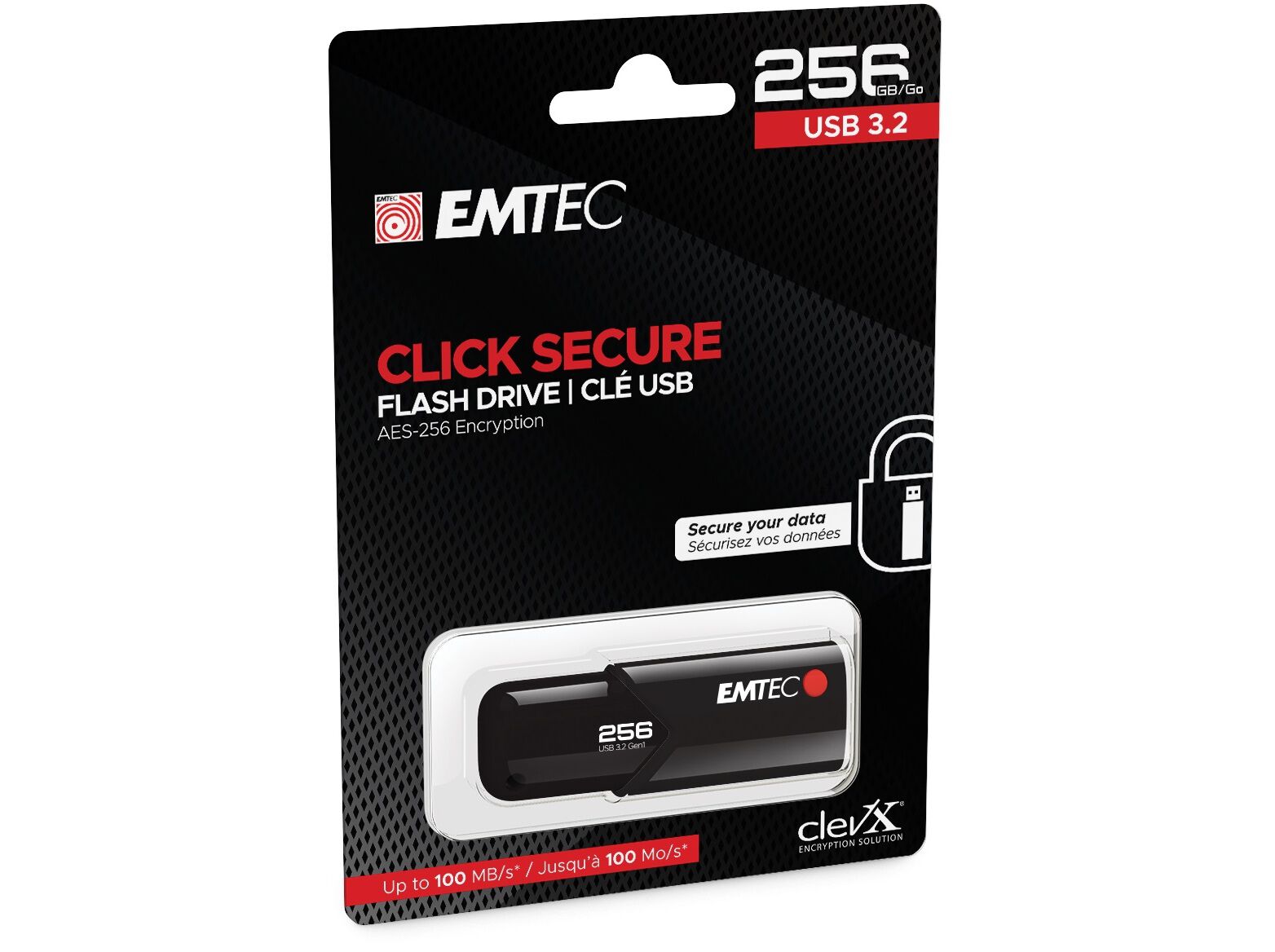 PEN USB EMTEC CLICK SECURE 256GB 3.2 image number 1