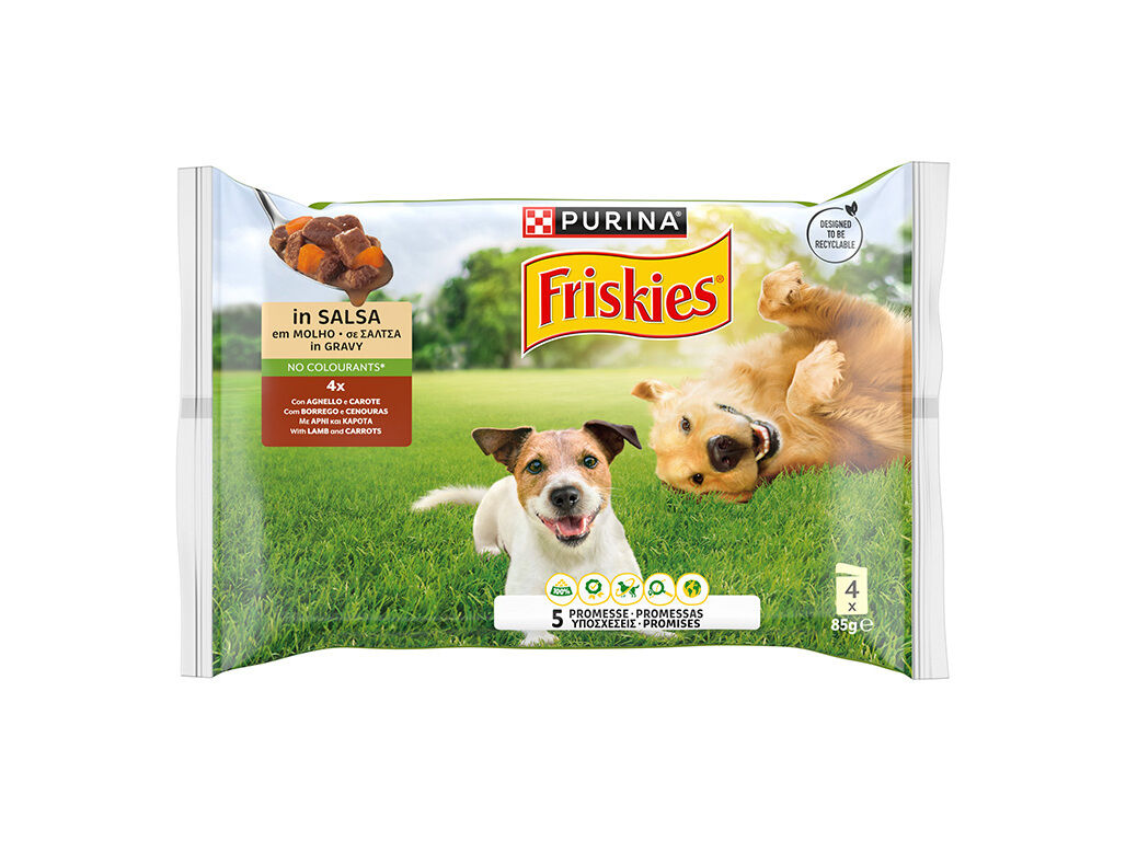 COMIDA H&Uacute;MIDA C&Atilde;O ADULTO FRISKIES MOLHO BORREGO 4X85G image number 0
