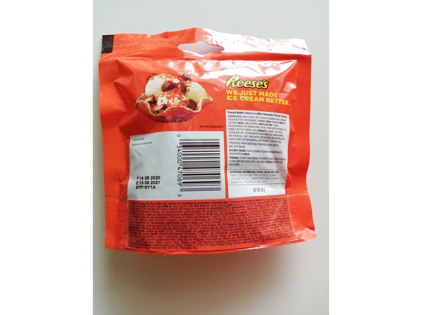 CHOCOLATE REESE'S MINI RECHEIO MANTEIGA AMENDOIM 90G image number 1