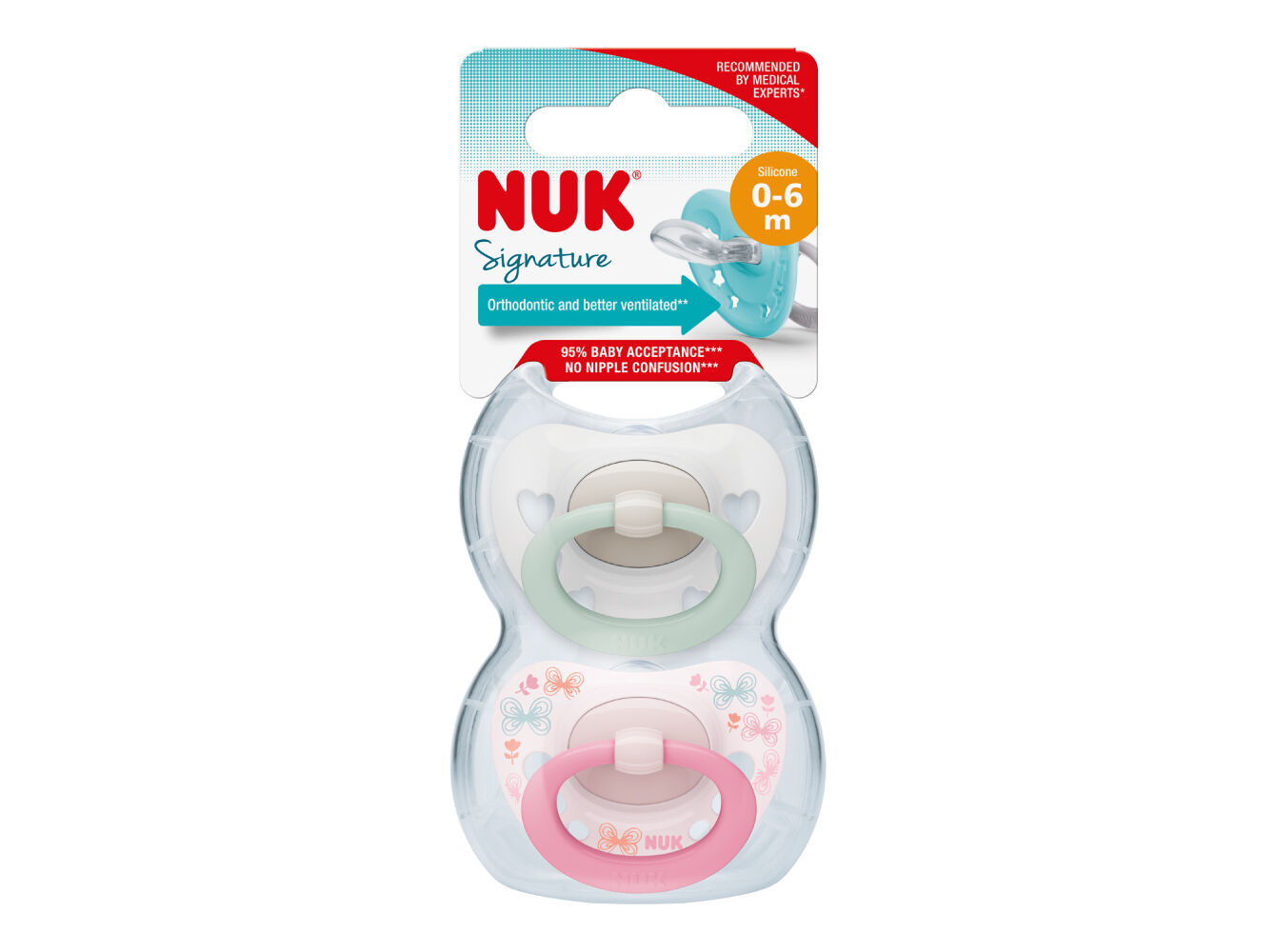 CHUPETA SIGNATURE NUK SILICONE 0-6M 2UN image number 0