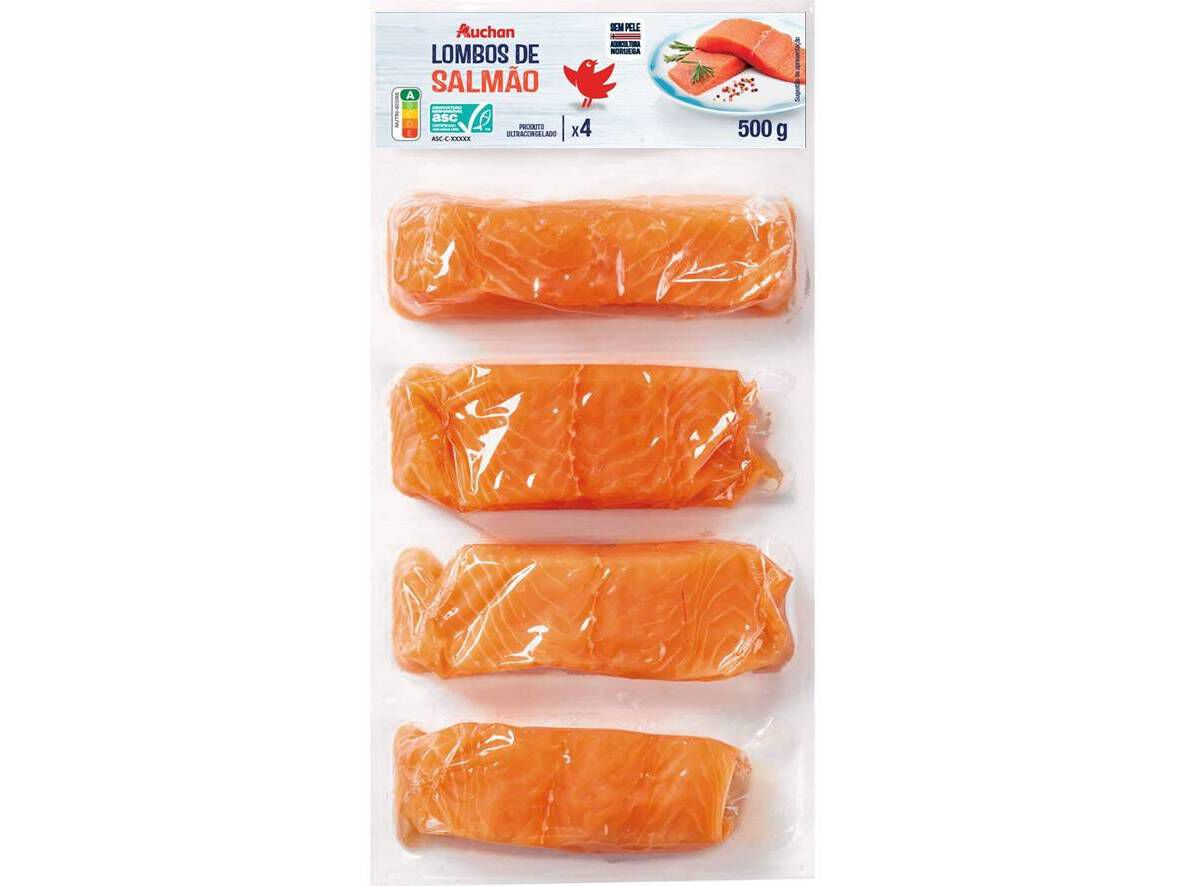 LOMBOS DE SALM&Atilde;O AUCHAN NORUEGA SEM PELE ASC 4UN 500G