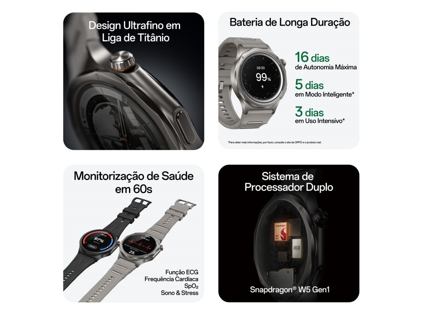 SMARTWATCH OPPO WATCH X3 TIT&Acirc;NIO PRETO image number 1