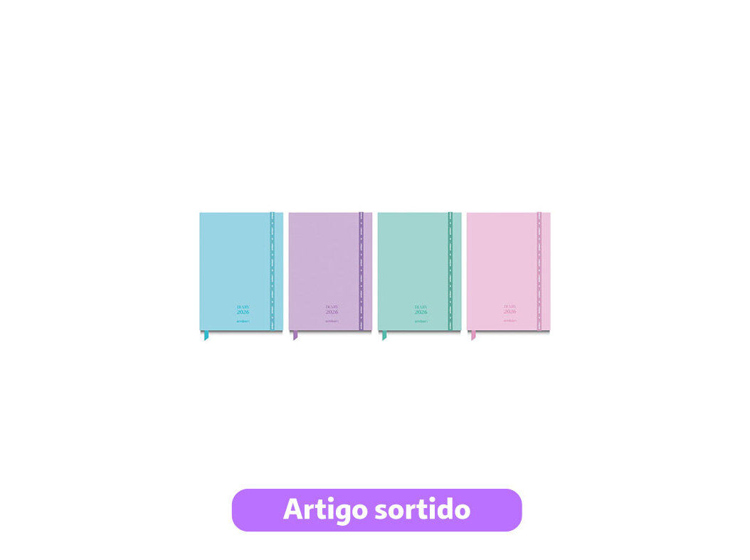 AGENDA DIARIA AMBAR MINI PASTEL COLORS 9.5X14.5CM CORES SORTIDAS