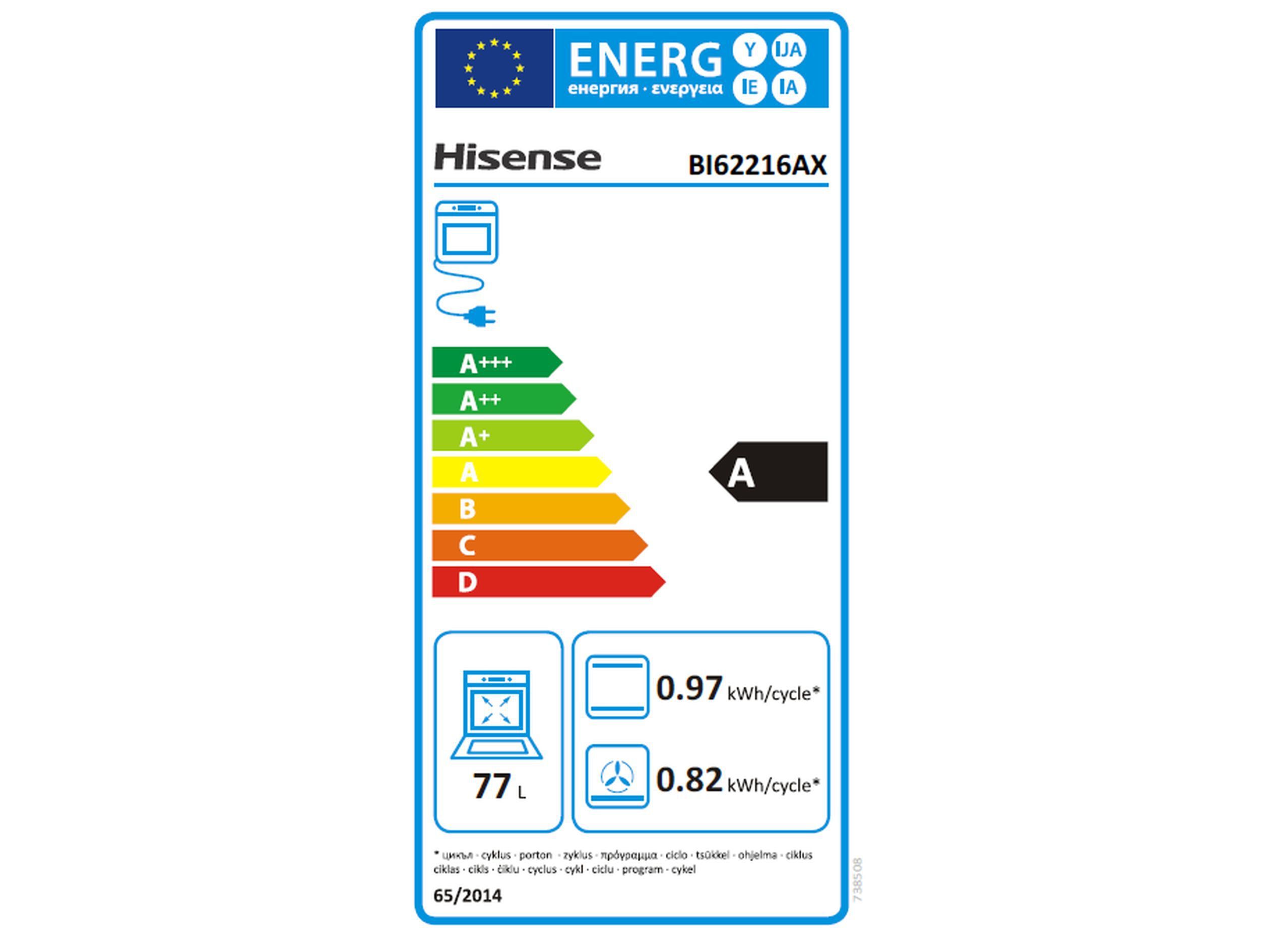 FORNO HIDROL&Iacute;TICO HISENSE BI62216AX A 77L image number 7