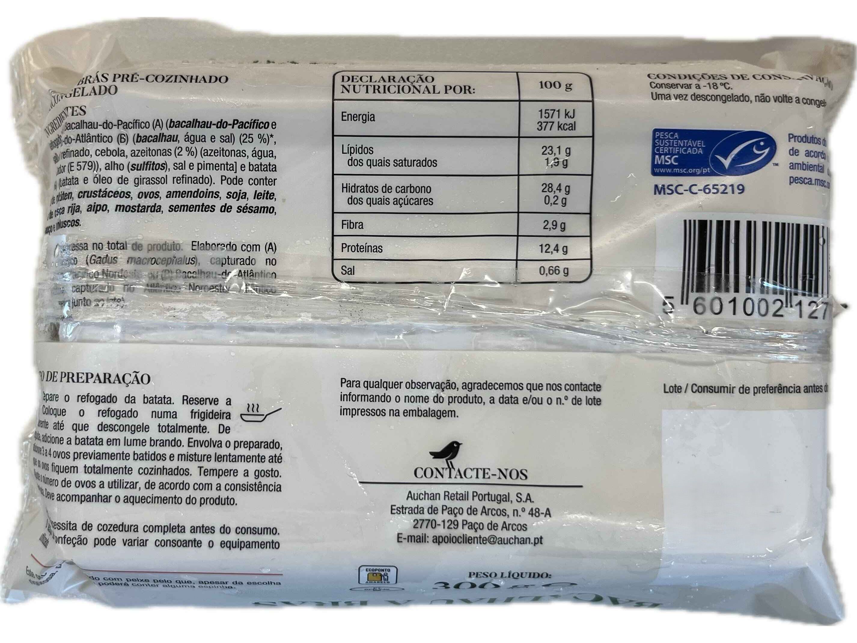 BACALHAU &Agrave; BR&Aacute;S AUCHAN &Agrave; MESA EM PORTUGAL ULTRACONGELADO 300G image number 1