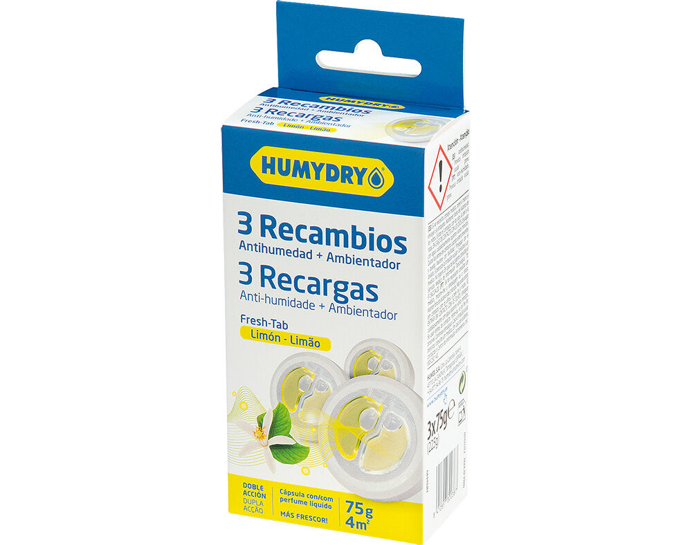 RECARGA ANTI-HUMIDADE HUMYDRY DUPLO LIM&Atilde;O 75G PACK 3UNIDADES