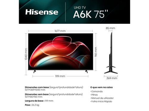 TV HISENSE 75A6K 4K SMART 75'' 190CM image number 1