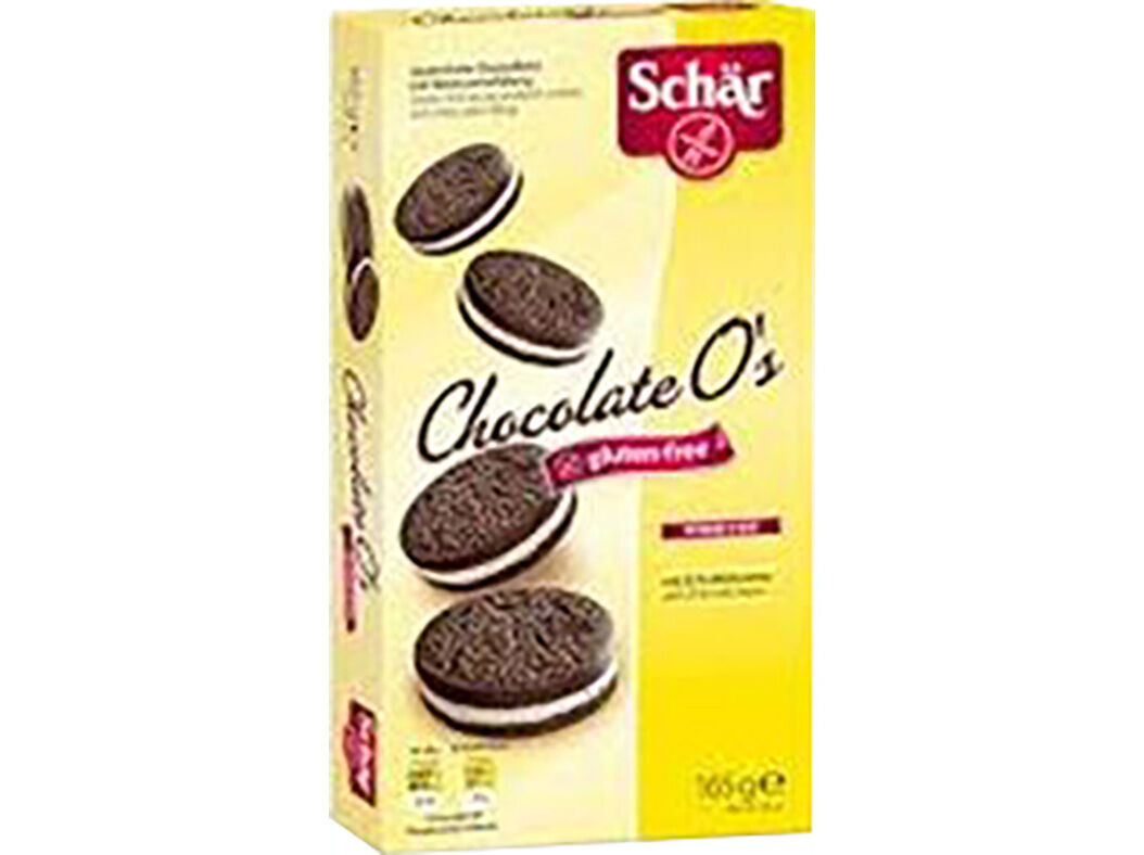 BOLACHA SCHAR O'S CHOCOLATE SEM GL&Uacute;TEN 165G