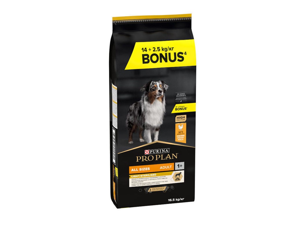 RA&Ccedil;&Atilde;O C&Atilde;O PRO PLAN ESTRLZ LIGHT FRANGO 14+2.5KG image number 0