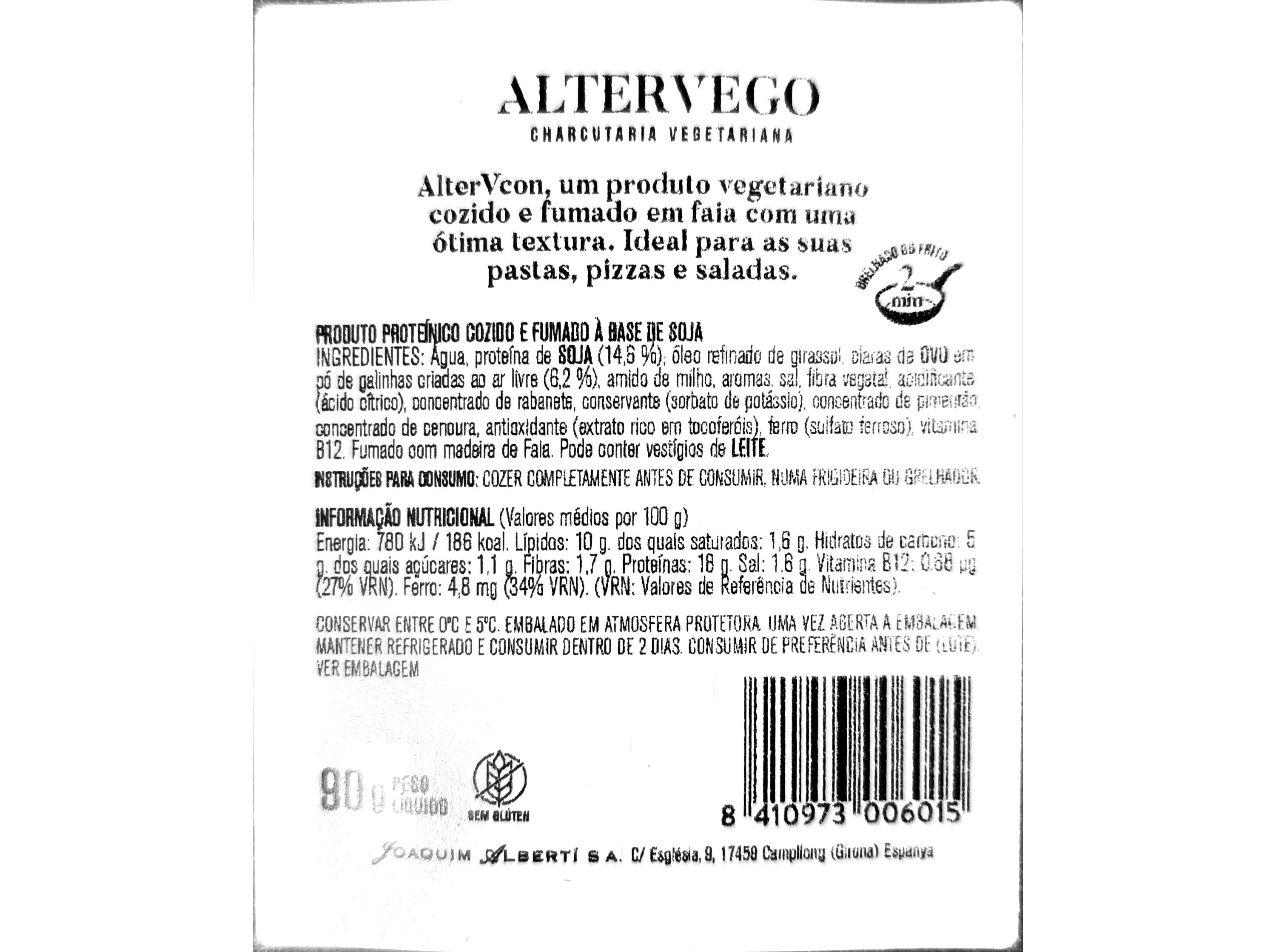 FATIAS ALTERVEGO SABOR FUMADO 90G image number 1