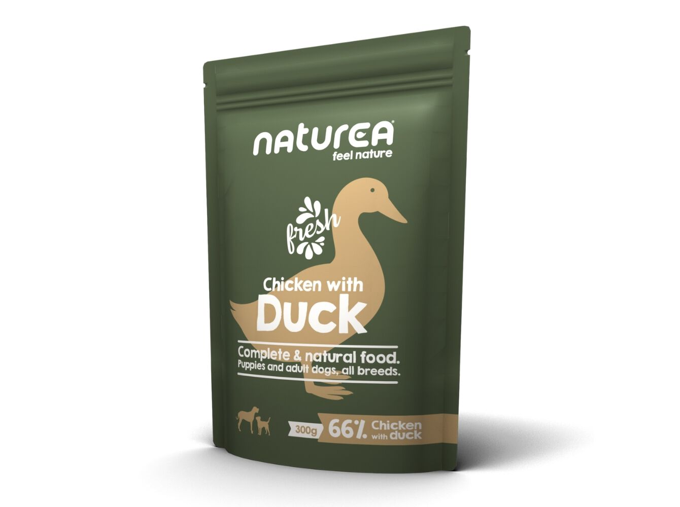 COMIDA H&Uacute;MIDA C&Atilde;O NATUREA FRANGO E PATO 300G image number 1