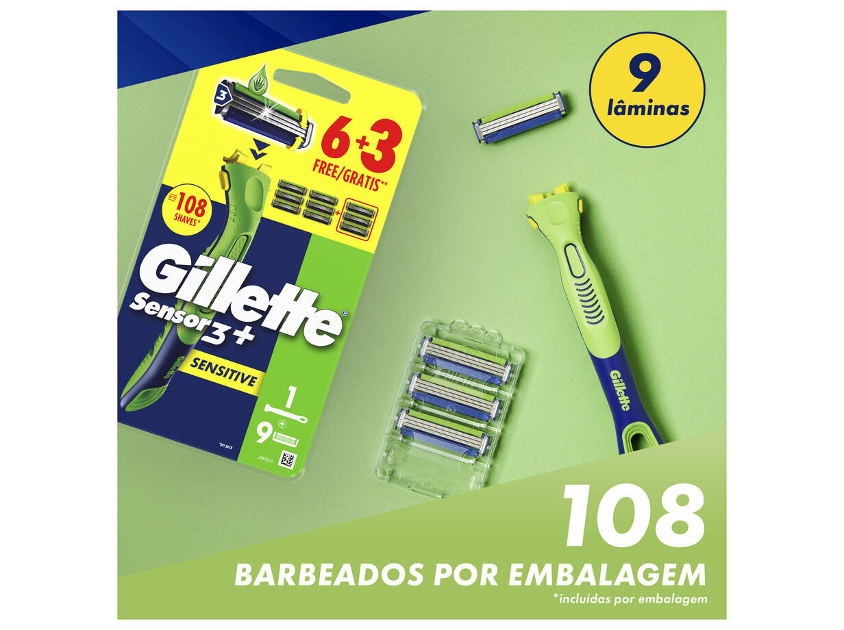 L&Acirc;MINAS DESCART&Aacute;VEIS GILLETTE SENSOR3 PLUS SENSITIVE 6+3UN image number 6