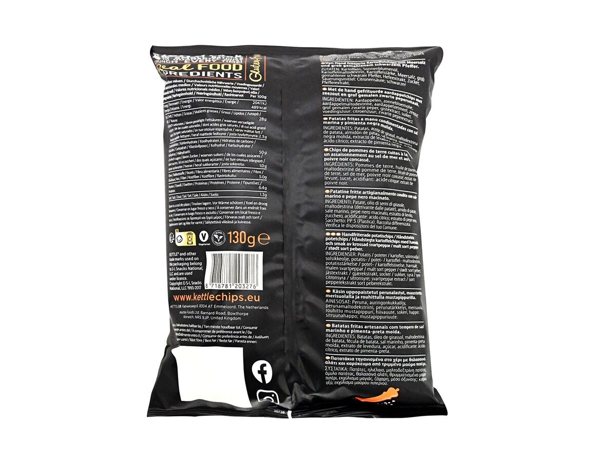 BATATAS FRITAS KETTLE PIMENTA PRETA 130G image number 1