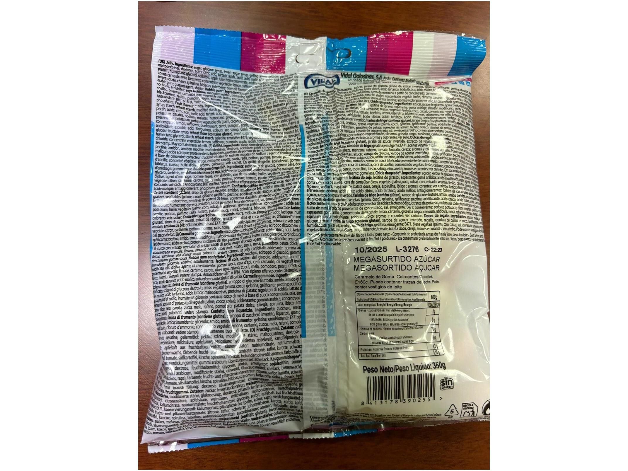 GOMAS VIDAL SORTIDO A&Ccedil;UCAR 350 G image number 1