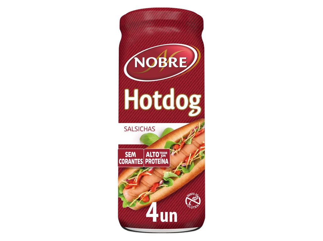 SALSICHAS NOBRE HOT DOG FRASCO 4UN 430(210)G