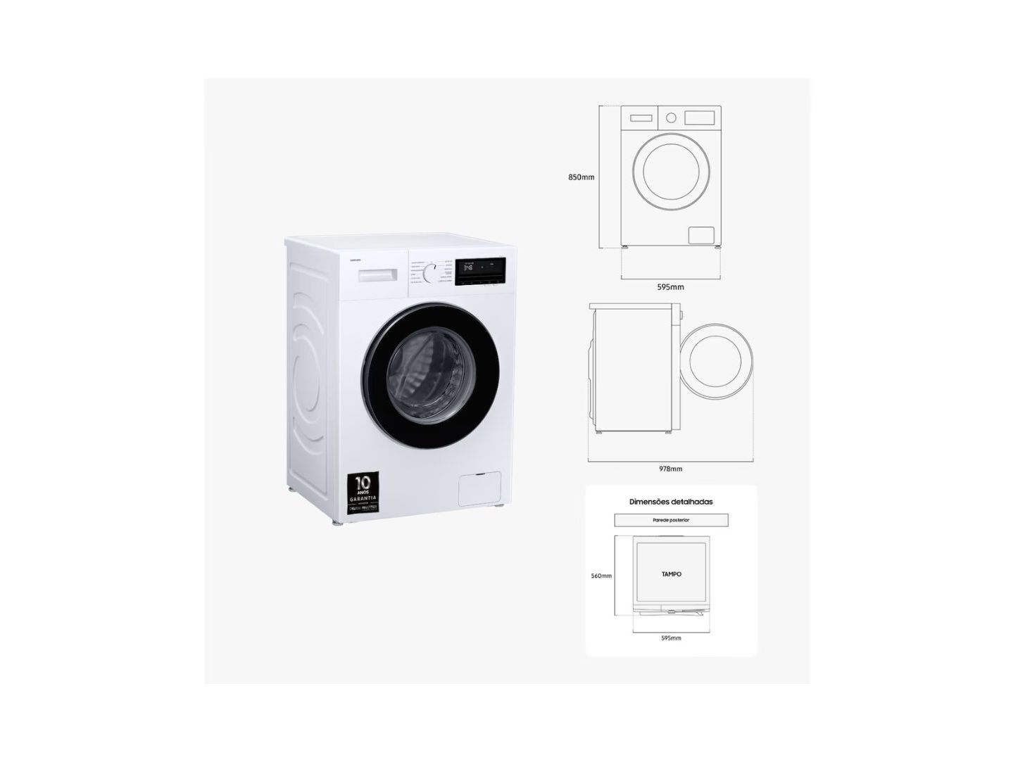 M&Aacute;QUINA LAVAR ROUPA SAMSUNG WW80FG3M05AWEP - BRANCO A 8 KG image number 6