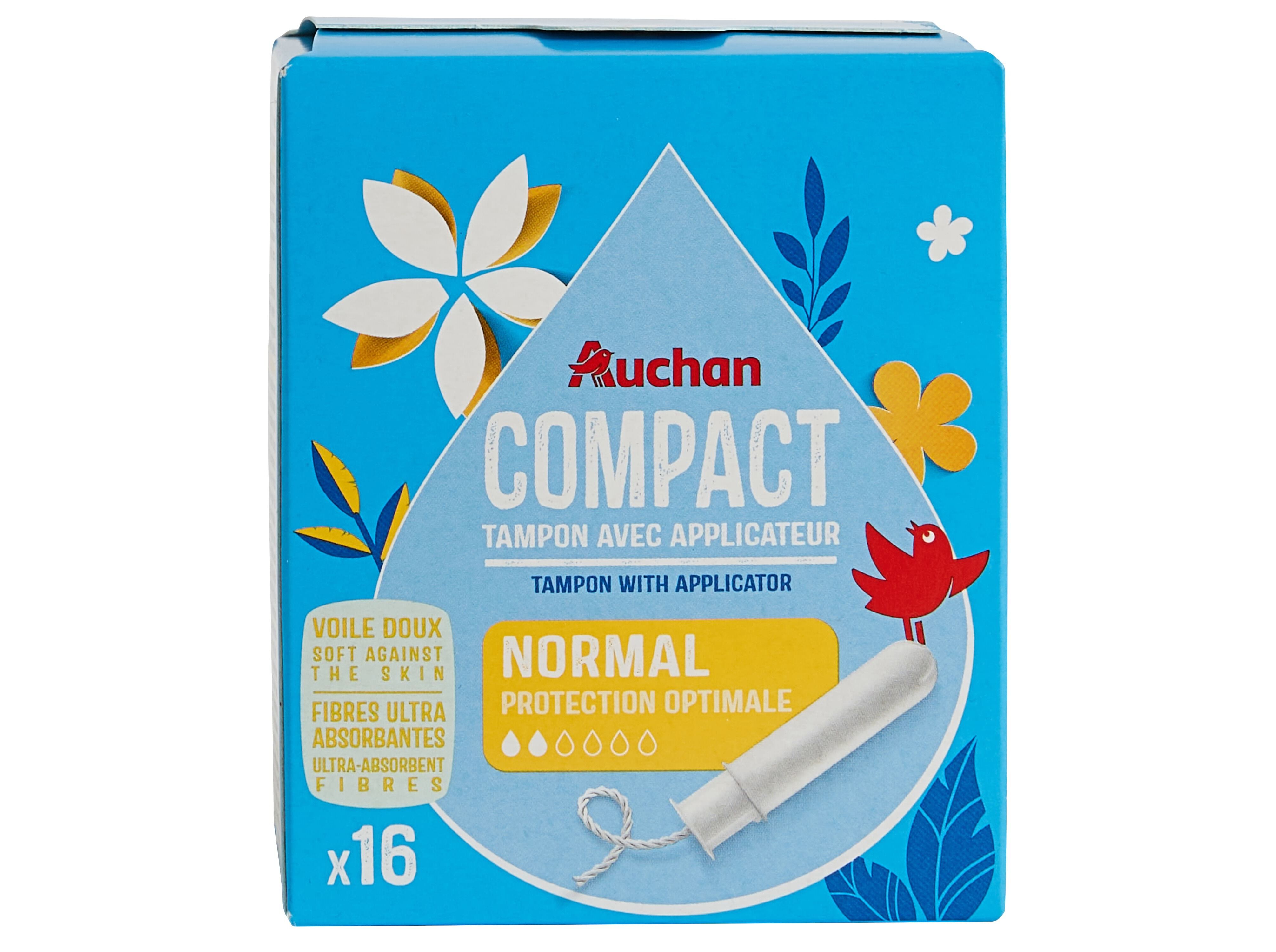 TAMP&Otilde;ES AUCHAN COMPACTO NORMAL COM APLICADOR 16UN image number 0