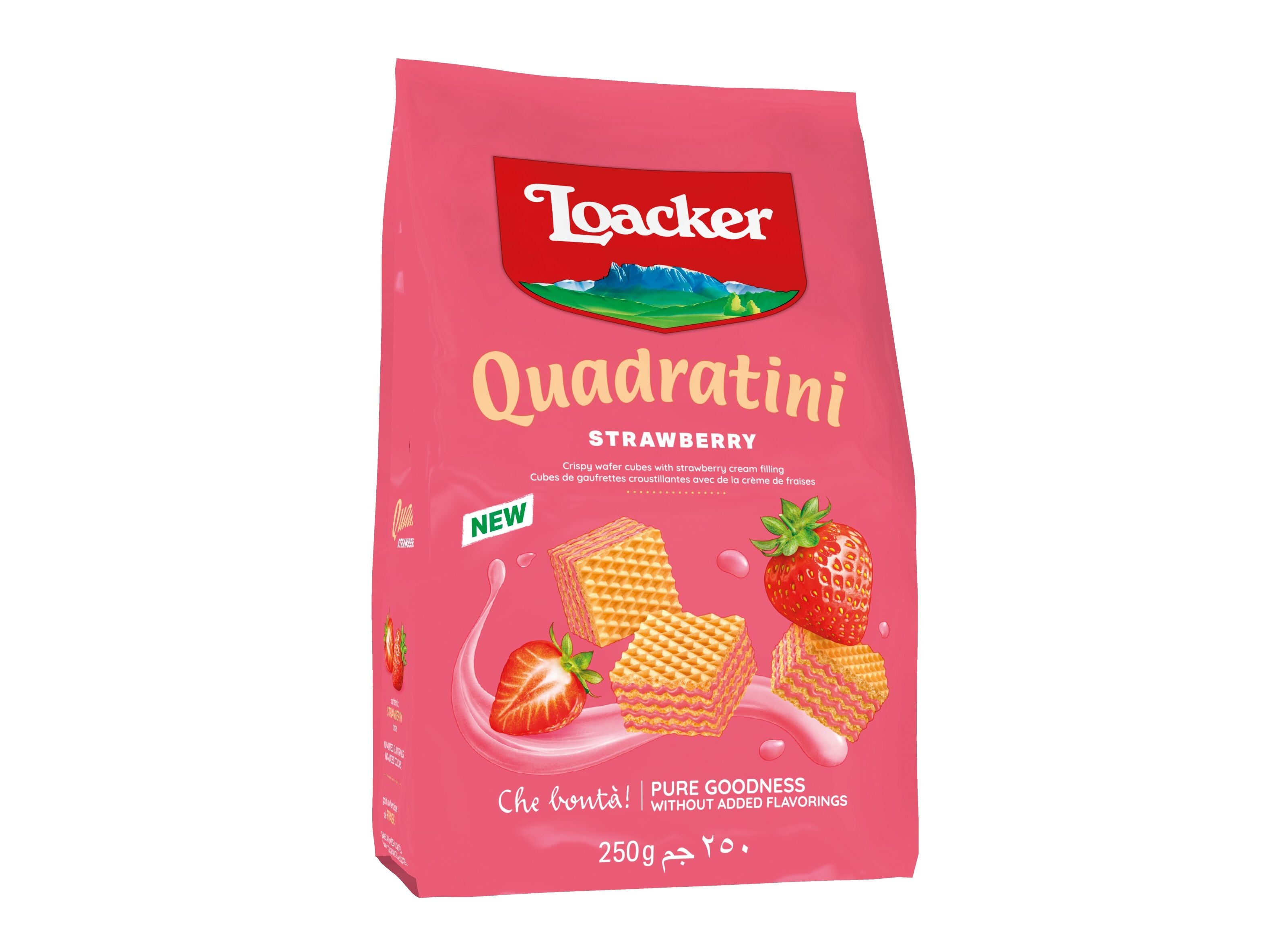 BOLACHAS WAFER LOACKER QUADRATINI MORANGO 250G image number 0
