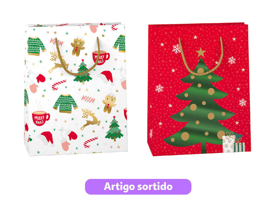 SACO PRESENTE AUCHAN &Aacute;RVORE NATAL TAMANHO S 18X23X9CM MODELOS SORTIDOS image number 0